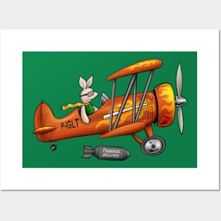 Agricultural Pilot Flying a BiPlane Posters and Art